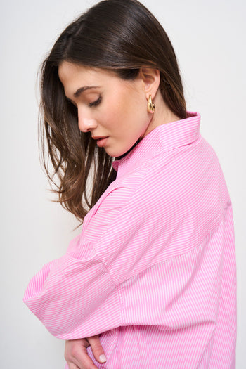 Camicia donna a righe rosa - 6