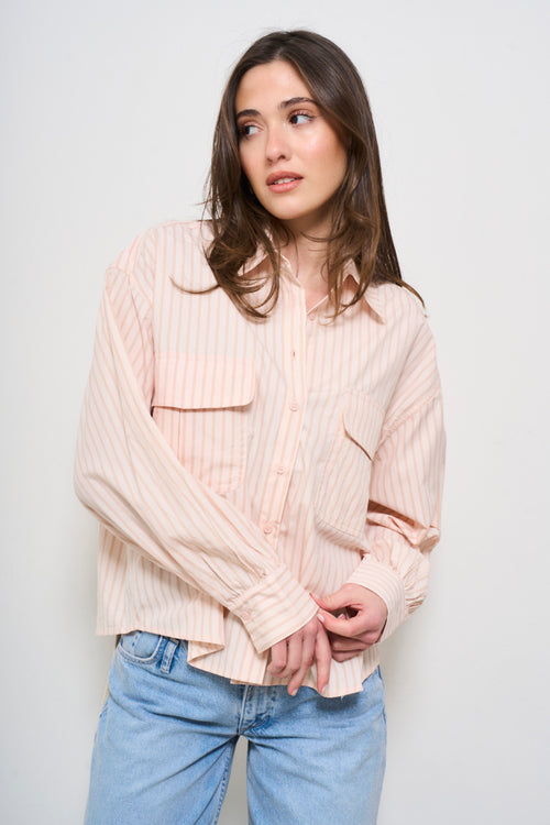 Camicia donna a righe arancione