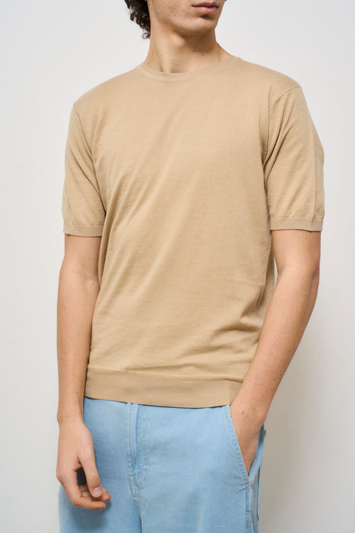 T-shirt uomo in maglia beige - 2