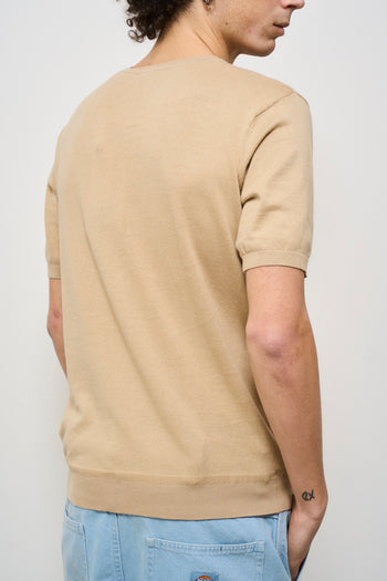 T-shirt uomo in maglia beige - 4