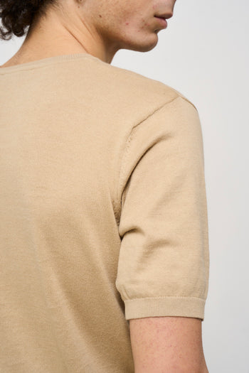 T-shirt uomo in maglia beige - 5