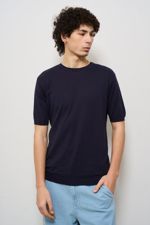 T-shirt uomo in maglia blu - 2