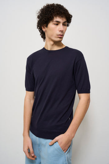 T-shirt uomo in maglia blu - 3