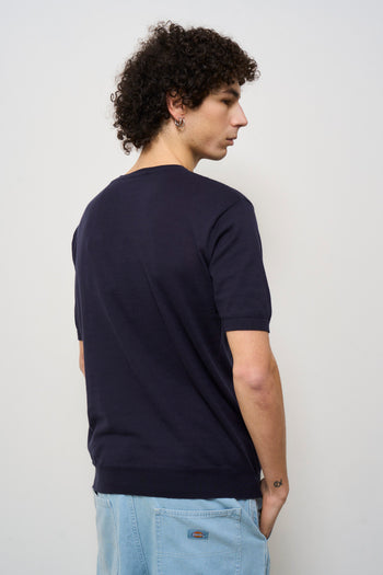 T-shirt uomo in maglia blu - 4