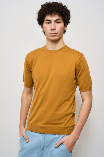 T-shirt uomo in maglia ocra - 3