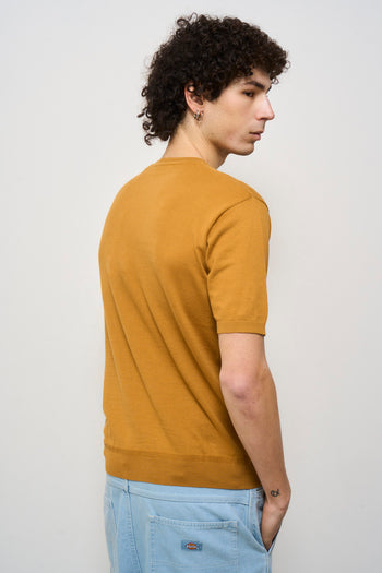 T-shirt uomo in maglia ocra - 4