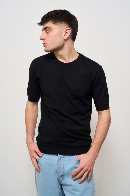 T-shirt uomo in maglia nera - 2