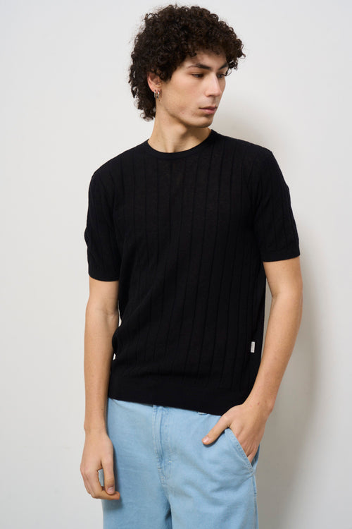 T-shirt uomo in maglia girocollo nera