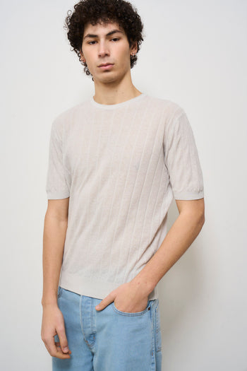 T-shirt uomo in maglia girocollo perla - 3