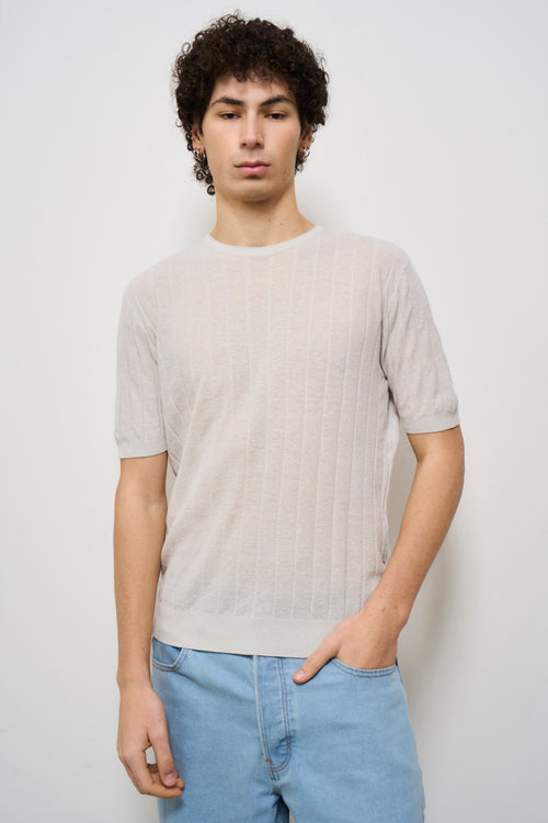 T-shirt uomo in maglia girocollo perla