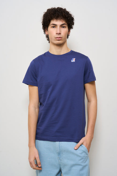 T-shirt uomo girocollo blu con logo - 2