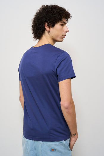 T-shirt uomo girocollo blu con logo - 4