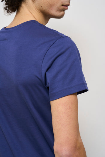 T-shirt uomo girocollo blu con logo - 5