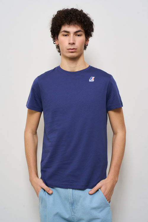 T-shirt uomo girocollo blu con logo