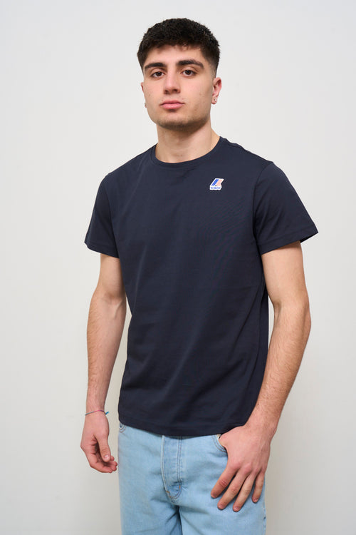 T-shirt uomo girocollo blu con logo - 2