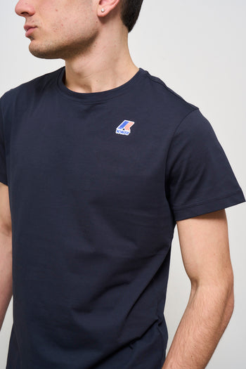 T-shirt uomo girocollo blu con logo - 3