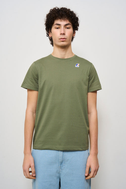 T-shirt uomo girocollo verde con logo