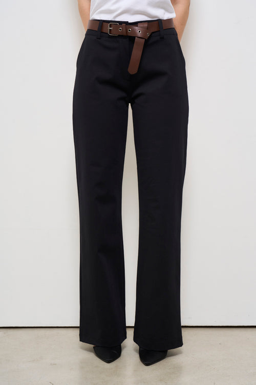 Pantalone donna nero con cintura