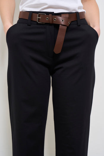 Pantalone donna nero con cintura - 5