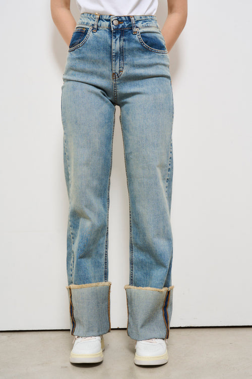 Jeans donna con risvolto