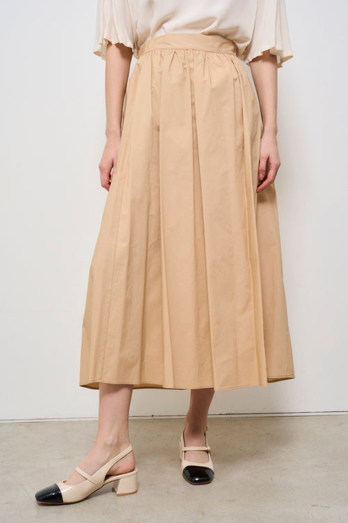 Gonna midi donna in popeline beige