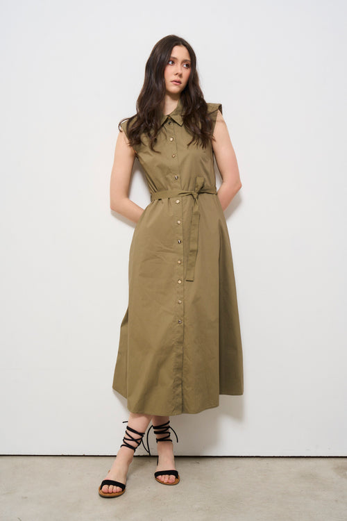 Abito donna verde militare chemisier - 1