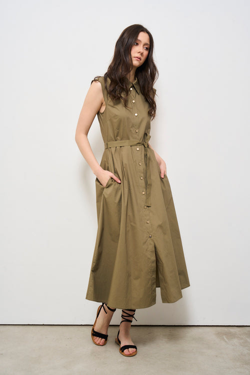 Abito donna verde militare chemisier - 2