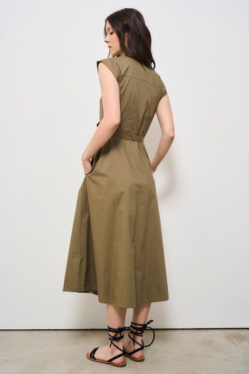 Abito donna verde militare chemisier - 3