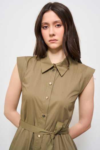 Abito donna verde militare chemisier - 5