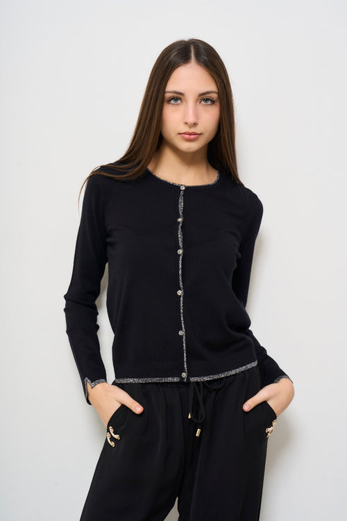 Cardigan in maglia donna nero - 1