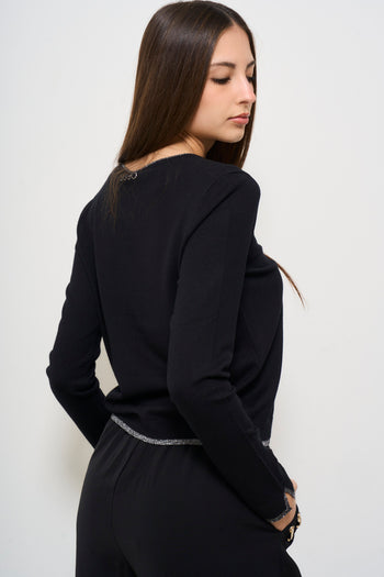 Cardigan in maglia donna nero - 3