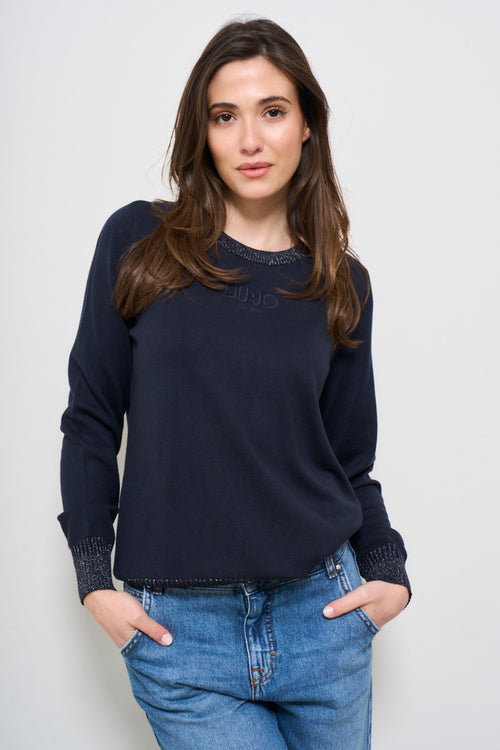 Maglia donna girocollo blu