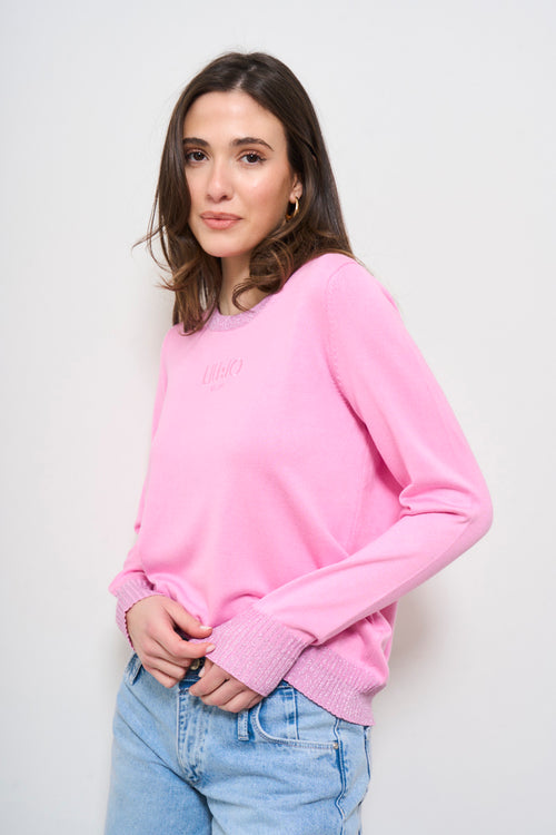 Maglia donna girocollo rosa - 2