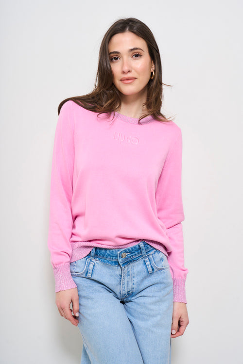 Maglia donna girocollo rosa