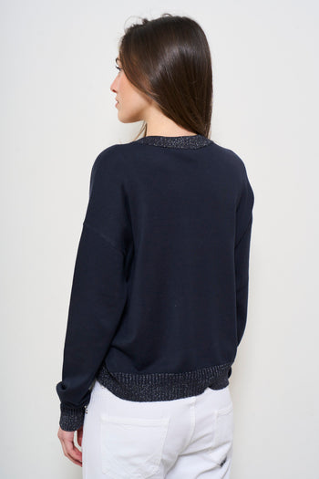 Maglia donna scollo a V blu - 3