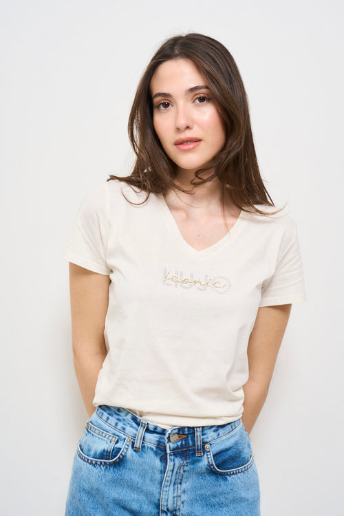 T-shirt donna bianca con logo