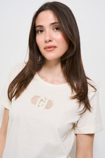 T-shirt donna bianca con logo - 3