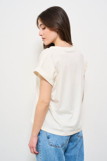 T-shirt donna bianca con logo frontale - 5