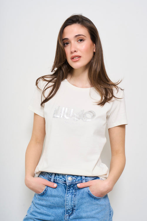 T-shirt donna girocollo bianca - 1