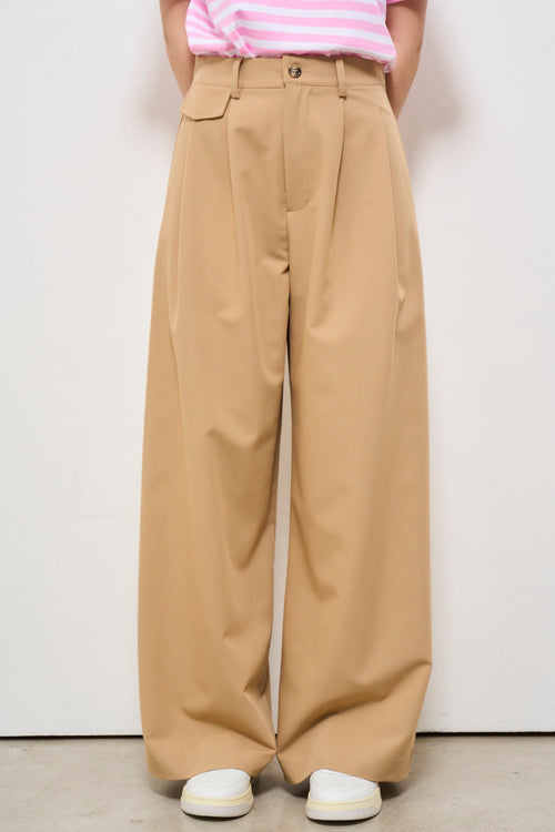 Pantalone donna cammello palazzo