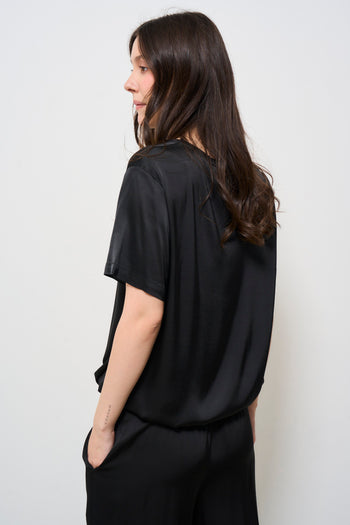 Blusa donna girocollo nera - 7