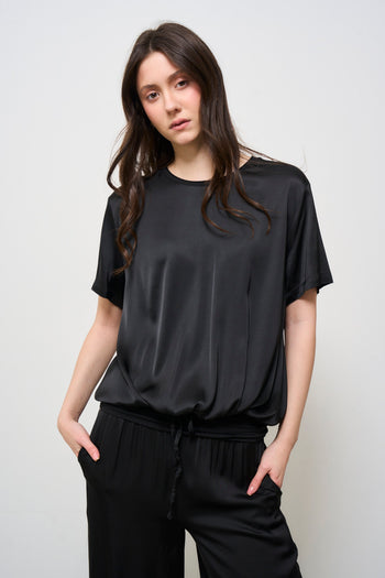 Blusa donna girocollo nera - 9