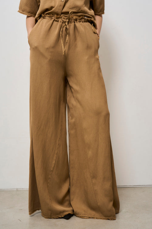 Pantalone donna wide leg cammello - 2