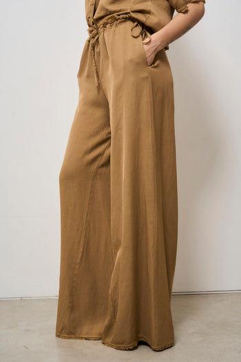 Pantalone donna wide leg cammello - 3