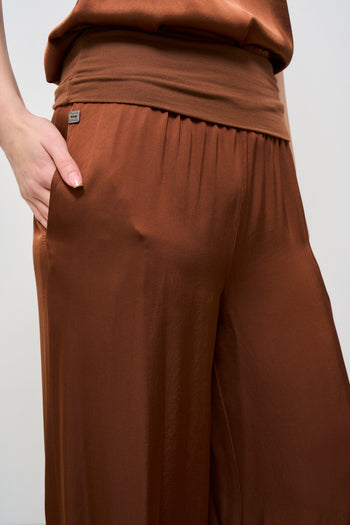 Pantaloni donna marrone a palazzo - 9