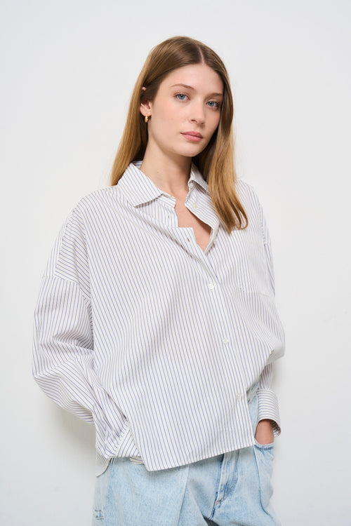 Camicia donna over celeste Aureo