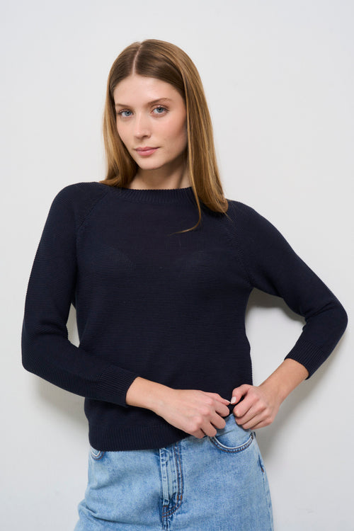 Maglia donna girocollo blu notte