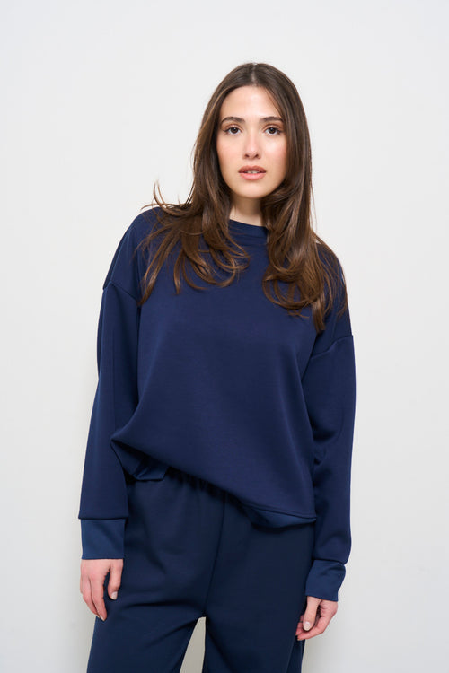 Felpa donna blu oversize - 1