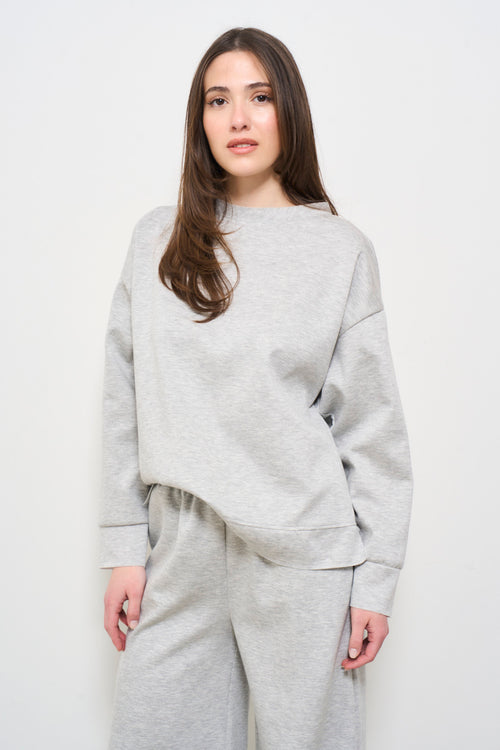 Felpa donna grigio oversize