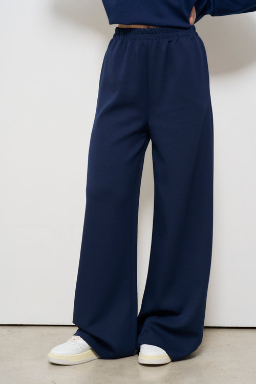 Pantalone donna blu palazzo - 2